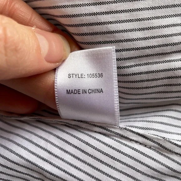 SPORTSCRAFT sz 12 cotton blouse shirt Oxford pinpoint white with navy pin stripe - Picture 10 of 10